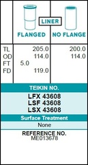 Гильза блока цилиндров TEIKIN LFX43608 (4шт/упак) хонингованная