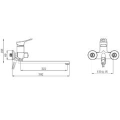 Смеситель для ванны, РМС, с картриджем, хром, SL120-006E