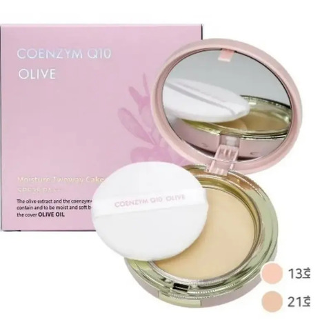 Enough Coenzyme Q10 Olive Moisture Twoway Cake увлажняющая пудра с коэнзимом Q10 и оливой 13 тон