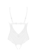 Боди эротические OBSESSIVE HEAVENLLY Crotchless Teddy_Белый