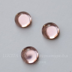 Кабошон круглый Чешское стекло, цвет - розовый, 7 мм