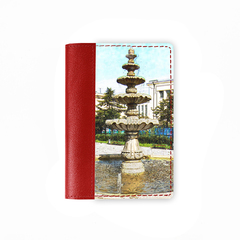 Обложка на паспорт комбинированная "Фонтан в Магадане", красная