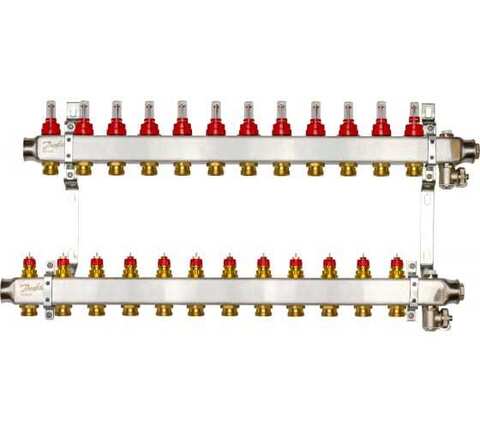 Danfoss 088U0962 SSM-12F Комплект коллекторов с расходомерами и кронштейнами 12 контуров