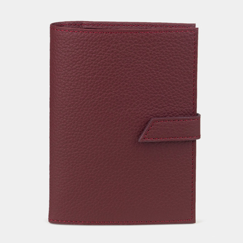 Обложка для паспорта и автодокументов из натуральной кожи теленка, бордового цвета