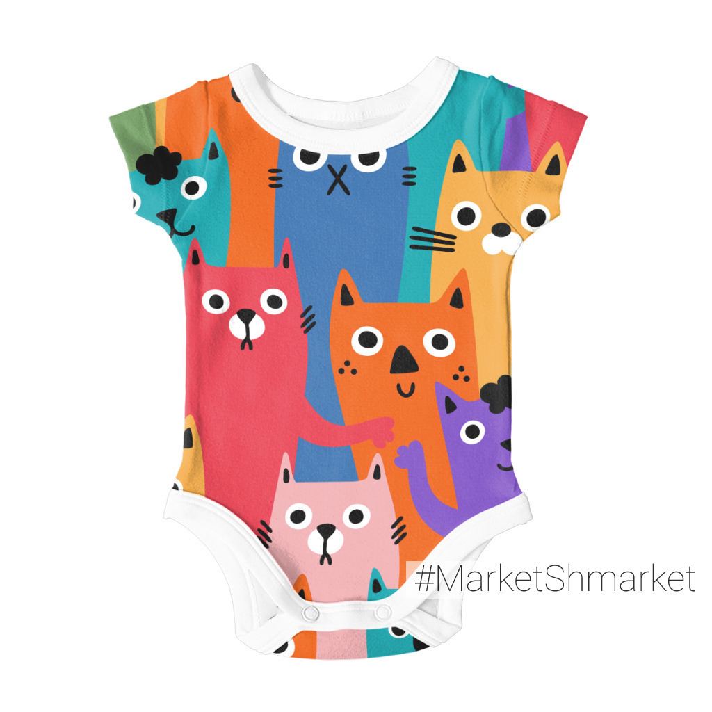 Ткани Ткань с котами разноцветными - закажи на #MarketShmarket.com ...