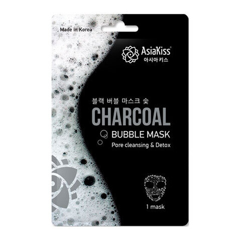 AsiaKiss Charcoal Bubble Mask - Маска пузырьковая черная с экстрактом древесного угля