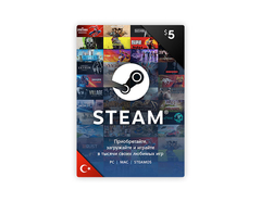 Карта оплаты Steam 5 USD Turkey [Цифровая версия] (для ПК, цифровой код доступа)