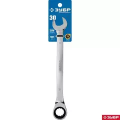 ЗУБР 30 мм, комбинированный трещоточный гаечный ключ, Профессионал (27074-30)