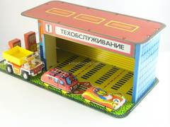 Toy Auto Service and Gas station with car Truck Fire engine Race #7
