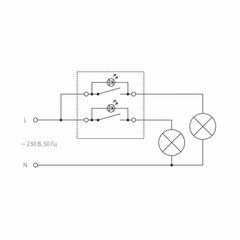 Werkel Выключатель W1122113 (WL13-SW-2G-2W-LED) перламутровый рифленый  (2-кл прох с подсв)