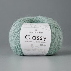 Classy, пряжа с люрексом и пайетками, шелк-5%, мериносовая шерсть-20%, нейлон-30%, норка-45%, 50 гр, 240 м, мята