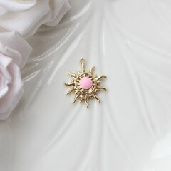 Подвеска Солнце с эмалью, розовый, 22*19 мм, позолота, П1030