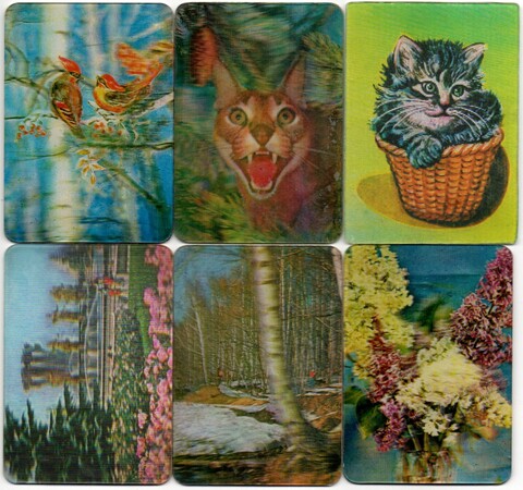 № 24 набор из 6 объёмных стерео Календариков. Природа, птицы, животные СССР 1979 - 1982 гг.