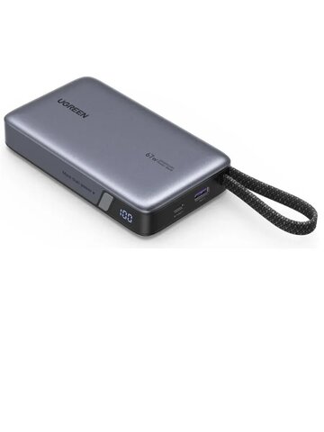 Внешний аккумулятор UGREEN PB550 (55996B) 67W Power Bank 20000 mAh со встр. кабелем, серый космос