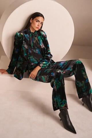 Marc Cain Брюки бархатные в узор с перьями