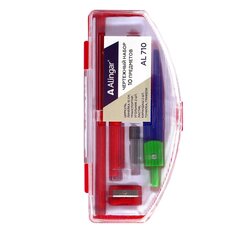 
          Готовальня Alingar, 10 предметов, пластик. циркуль, механический карандаш, ч/г карандаш, набор линеек 4шт, точилка, ластик, пластиковый футляр