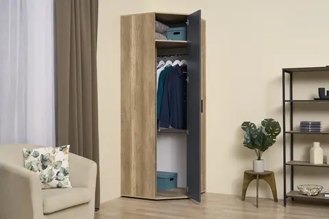 Шкаф угловой Вегас ШКУ-01 дуб каньон / графит