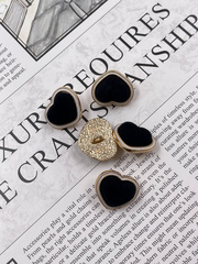 Пуговицы Сердечки бархатные черные