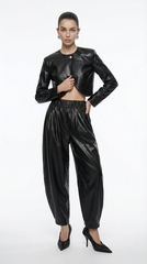 Укороченный жакет из экокожи