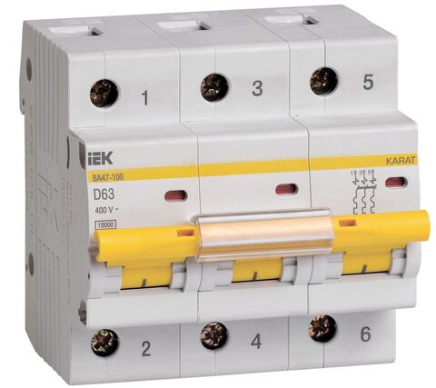 KARAT Авт. выкл. ВА47-100 3P D 63А 10кА IEK