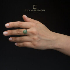 Кольцо "Перлус". Морская волна тёмная, серебро.