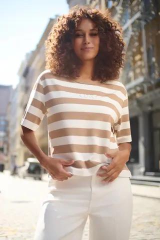 Monari Футболка -свитшот в полоски и надписью Ciao