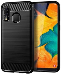 Чехол для Samsung Galaxy A40 цвет Black (черный), серия Carbon от Caseport