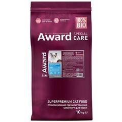 Сухой корм AWARD SPECIAL CARE Sensitive Skin&Coat для взрослых кошек для здоровой кожи и шерсти со свежей белой рыбой 10кг