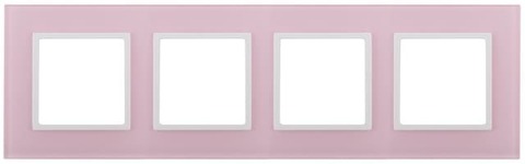 Рамка на 4 поста - стекло. Цвет Розовый / белый. ЭРА 14-5104-30. Elegance. Б0034538