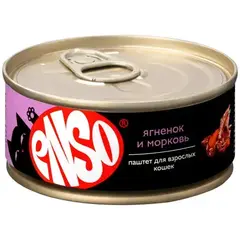ENSO консервы для взрослых кошек паштет с ягненком и морковью 100 гр