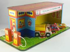 Toy Auto Service and Gas station with car Truck Fire engine Race #7