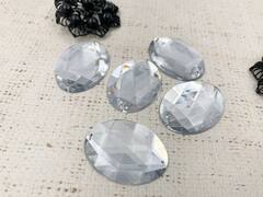 Стразы пришивные акрил, d 4х3 см, прозрачный