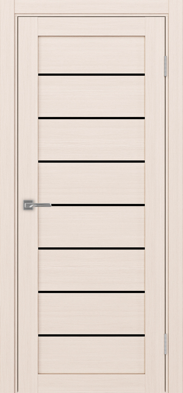 Дверь межкомнатная Оптима Порте Турин 508.12, цвет перламутровый ясень, экошпон, стекло лакобель черное