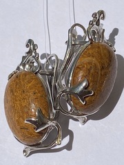 Агат древесный (серьги из серебра)