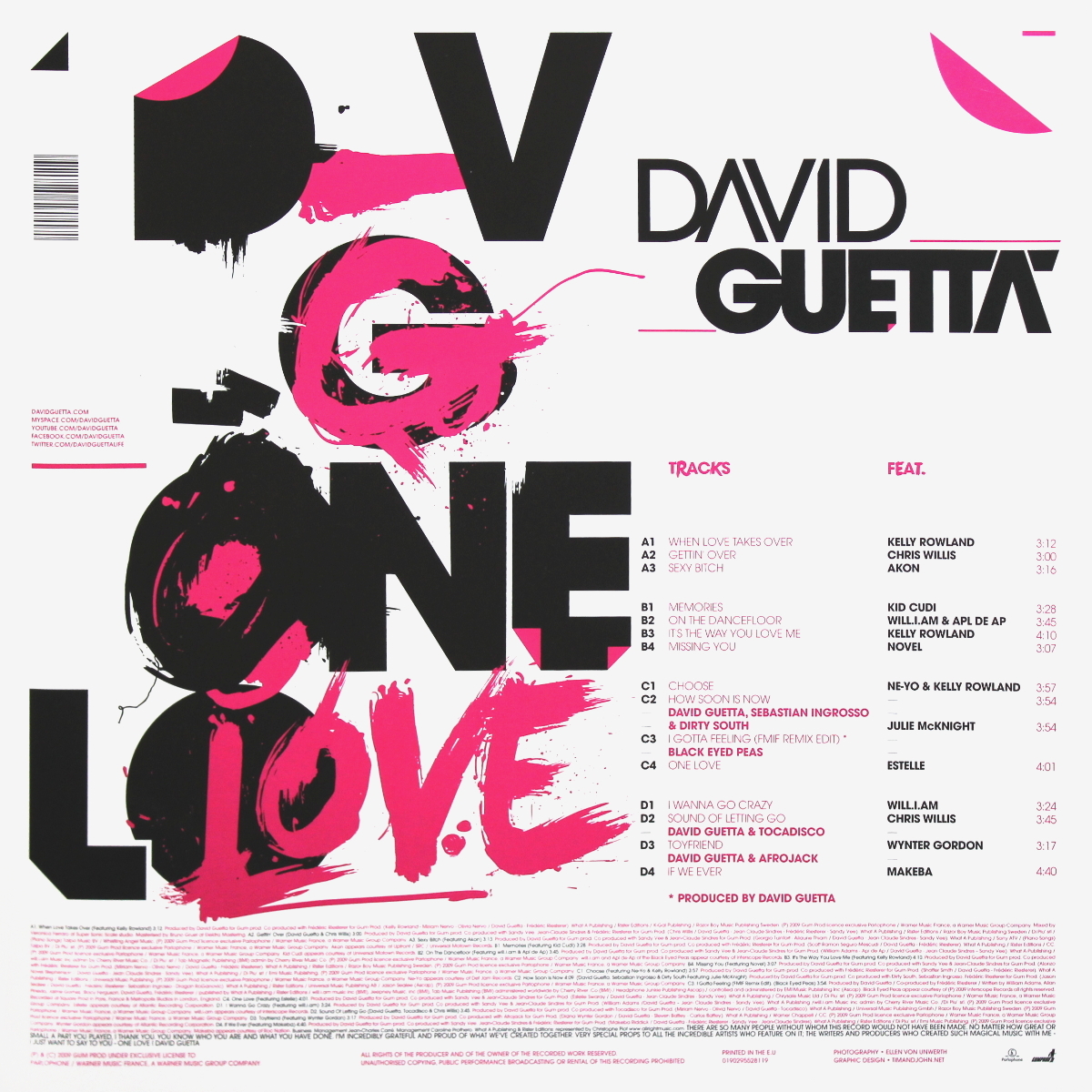 Виниловая пластинка One Love — David Guetta купить в интернет-магазине  Collectomania.ru