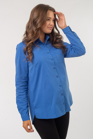 Рубашка для беременных 16312 синий галактик