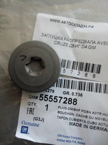 ЗАГЛУШКА РАСПРЕДВАЛА ВПУСКНОГО AVEO, CRUZE ДВИГ D4 GM (С ПРОТОЧКОЙ ПОД БОЛТ)