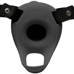 Черный полый страпон с вибрацией 2’’ Erection 28X Smooth Vibrating Silicone Penis Sheath - 