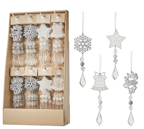 Набор елочных игрушек 96шт 6.5х19см House of Seasons Сосулька белая/серебро в ассортименте 4 вида
