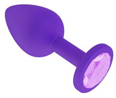 Фиолетовая силиконовая пробка с сиреневым кристаллом - 7,3 см. - 