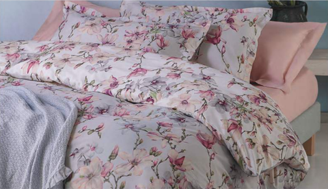 Постельное белье семейное Mirabello Elegant Flowers 09N grigio серое