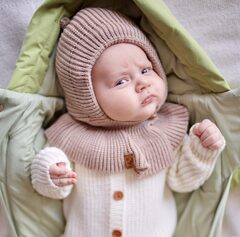 Зимняя шапочка-капор Мишка (теплый беж)