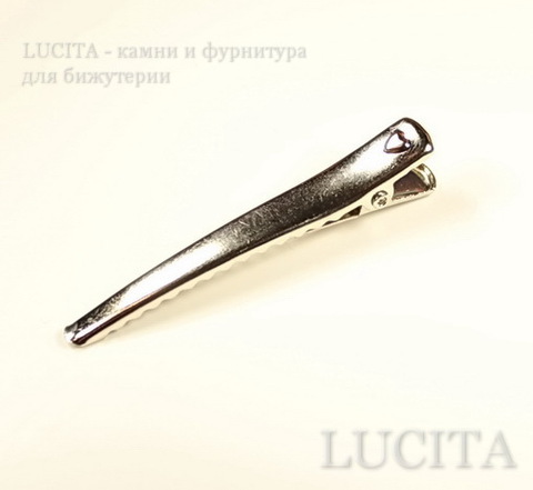 Основа для заколки 62х12 мм с сердечком (цвет - никель) ()