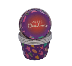 Капсула для капкейка усиленная Merry Christmas фиолетовая