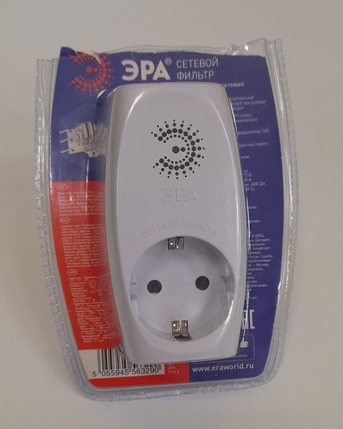 Сетевой фильтр ЭРА SF-1e-W, 1 розетка, с/з, 16А / 3500 Вт