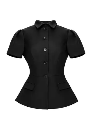 “Noir de Fleur” Жакет приталенный с коротким рукавом (2)