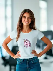 Футболка больших размеров с принтом единорог