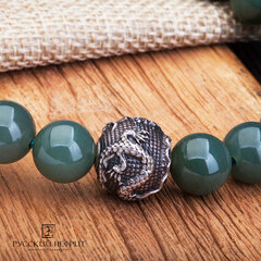 Бусина Дракон из серебра с чернением.