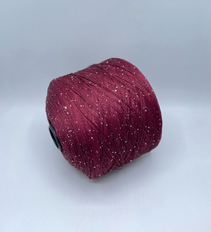 Бобинная пряжа (пр.Италия),Linette Pailletes, 450/100гр, 80% Лен, 20% Полиэстер(пайетка), цвет-Бордо+пайетка. арт.36748