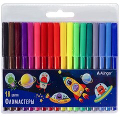 
          Фломастеры, 18 цв, Alingar, смываемые чернила, корпус круглый, "Монстрики", вентилируемый колпачок, упаковка ПВХ, европодвес